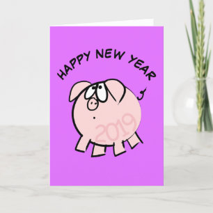 Lustige 4 Cartoon-Illustration Schwein Jahr 2019 K Feiertagskarte