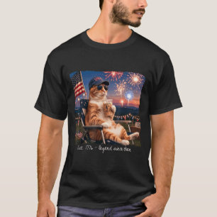 Lustige 4. Juli Katze Feuerwerk Est 1776 Legende T-Shirt