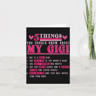 Lustige 5 Dinge, die man über Gigi am Muttertag wi Karte