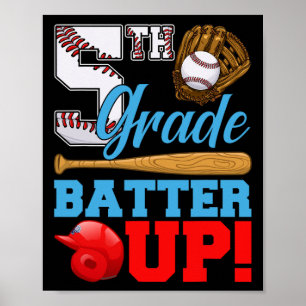 Lustige 5. Klasse Batter Up Baseball Erster Schult Poster