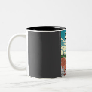 Lustige 5-Sterne-Rezension eines Reiseposters für Zweifarbige Tasse