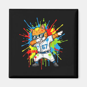Lustige 67 Baseball Dabbing Katze 6 7 Tropfende Ei Magnet
