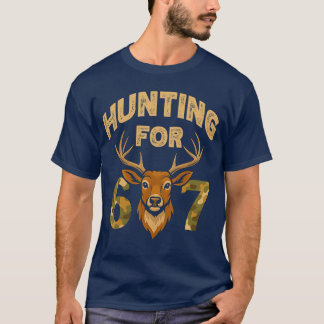 Lustige 67 Camo-Hirschjagd-Themen-6 7 Meme Jungen  T-Shirt
