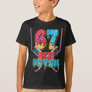 Lustige 67 Eiscreme-Tropf-Baseball-Sechs-Sieben-Ge T-Shirt