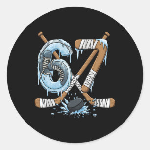 Lustige 67 Eishockey-Tropfnummer 67 Eishockey _1  Runder Aufkleber