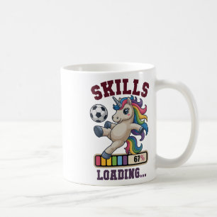 Lustige 67 Fähigkeiten Lade Fußball Einhorn Fitnes Kaffeetasse