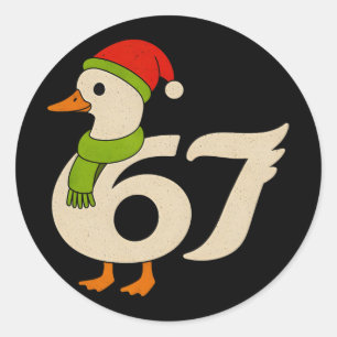Lustige 67 Gans Weihnachten 6 7 Meme Ente Santa Hu Runder Aufkleber