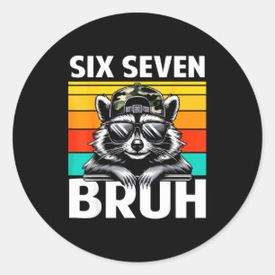 Lustige 67 Meme Jungen Kinder Tarnkappe Six Seven Runder Aufkleber