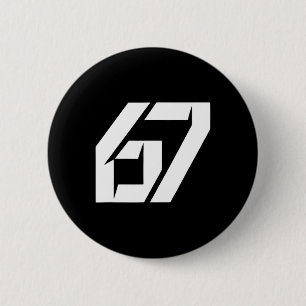 Lustige 67 Sechs Sieben Meme 67 Retro Vintage Zahl Button