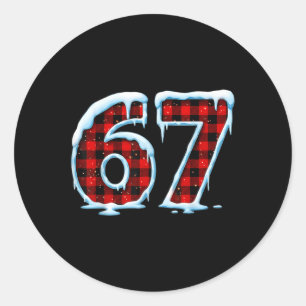 Lustige 67 Six Seven Meme Weihnachts-Pyjamas  Runder Aufkleber