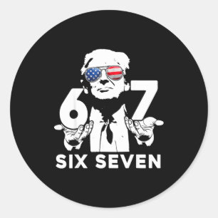 Lustige 67 Six Seven Trump Meme Runder Aufkleber