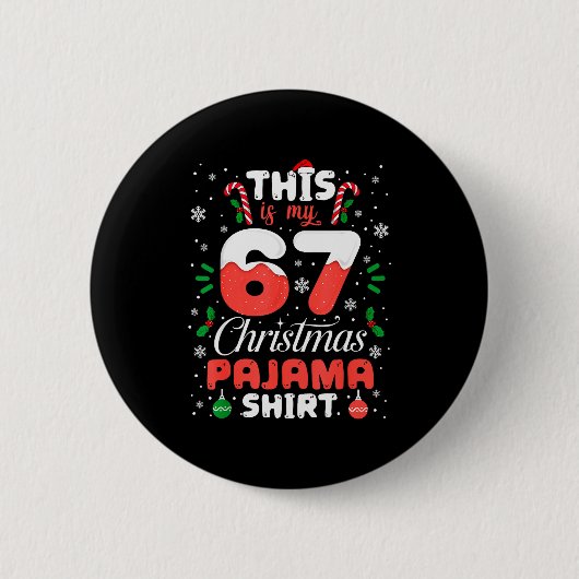Lustige 67 Weihnachts-Pyjama-Shirts Sechs Sieben M Button (Vorderseite)