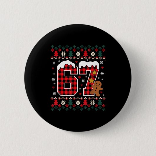 Lustige 67 Weihnachts-Pyjama-Shirts Six Seven Meme Button (Vorderseite)