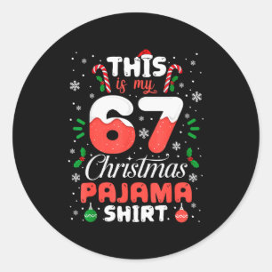 Lustige 67 Weihnachts-Pyjama-Shirts Six Seven Meme Runder Aufkleber