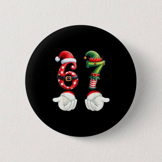 Lustige 67 Weihnachts-Pyjamas Sechs Sieben Meme 6 Button (Vorderseite)