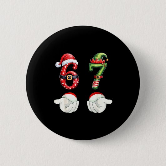 Lustige 67 Weihnachts-Pyjamas Sechs Sieben Meme 6 Button (Vorderseite)