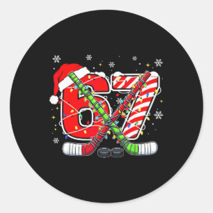 Lustige 67 Weihnachtsmannmütze Zuckerstange Eishoc Runder Aufkleber