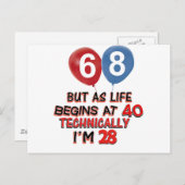 lustige 68. Geburtstagsdesigns Postkarte (Vorne/Hinten)