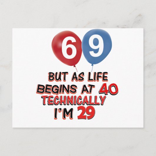 lustige 69. Geburtstagsdesigns Postkarte (Vorderseite)