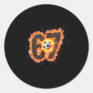 Lustige 6 7 Sechs Sieben 67 Fußball Meme Runder Aufkleber