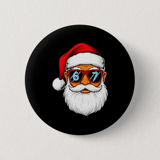 Lustige 6 7 Sechs Sieben Meme Santa Gesicht Weihna Button (Vorderseite)