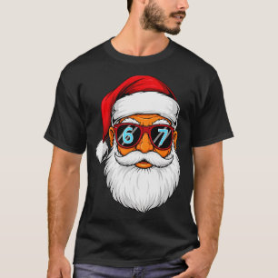 Lustige 6 7 Sechs Sieben Meme Santa Gesicht Weihna T-Shirt