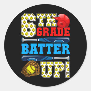 Lustige 6. Klasse Batter Up Softball Erster Schult Runder Aufkleber