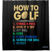 lustige 7 Stufen zum Golfspielen Duschvorhang (Vorderseite)