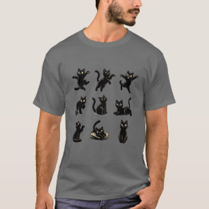 lustige 9 schwarze Katzen T - Shirt für Katzenlieb