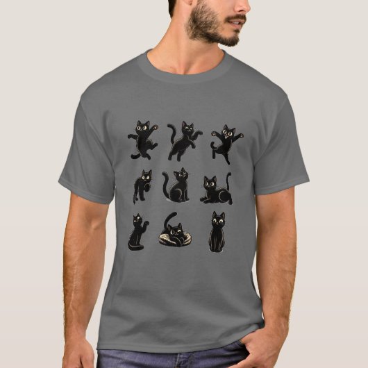 lustige 9 schwarze Katzen T - Shirt für Katzenlieb (Vorderseite)