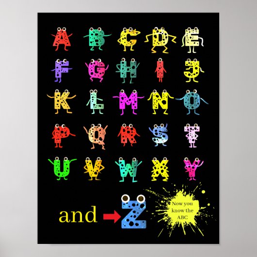 Lustige ABC-Alphabet-Freunde Poster (Vorne)