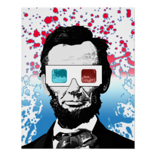 Lustige Abraham-Lincoln-3D-Brille Patriotische Pop Poster