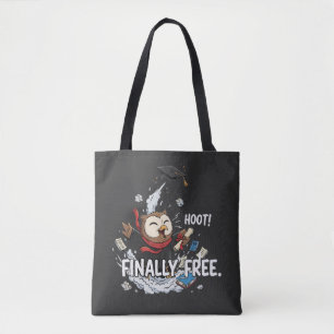 Lustige Abschluss-Eule endlich frei Retro-Cartoon Tasche