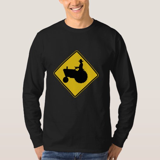 Lustige Ackerschlepper-Verkehrsschild-Warnung T-Shirt (Vorderseite)