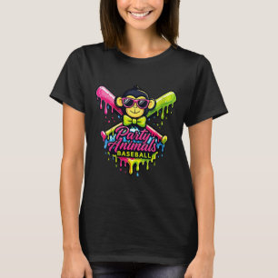Lustige Affe Baseball Partytiere für Frauen T-Shirt