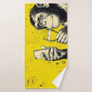 Lustige Affen-Selfie-Illustration – Cooler Schimpa Badehandtuch