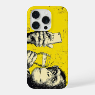Lustige Affen-Selfie-Illustration – Cooler Schimpa iPhone 15 Pro Hülle
