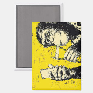 Lustige Affen-Selfie-Illustration – Cooler Schimpa Magnet