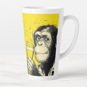 Lustige Affen-Selfie-Illustration – Cooler Schimpa Milchtasse