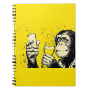 Lustige Affen-Selfie-Illustration – Cooler Schimpa Notizblock