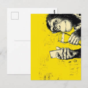 Lustige Affen-Selfie-Illustration – Cooler Schimpa Postkarte