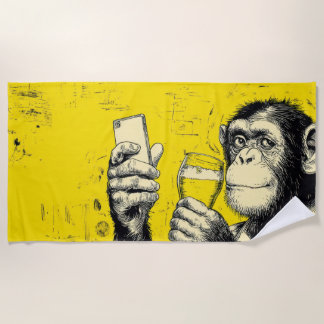 Lustige Affen-Selfie-Illustration – Cooler Schimpa Strandtuch