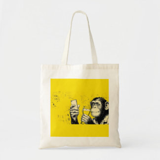 Lustige Affen-Selfie-Illustration – Cooler Schimpa Tragetasche
