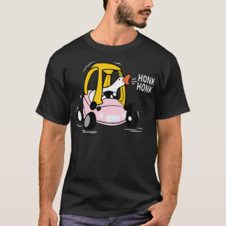 Lustige alberne Gans fährt nostalgisches Spielzeug T-Shirt
