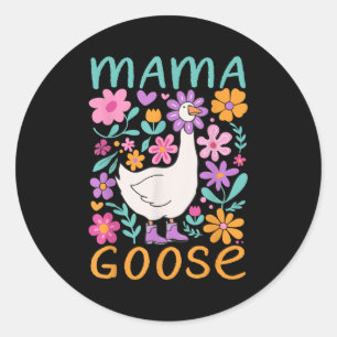 Lustige alberne Gans Mom Mutti Muttertag Floral Ma Runder Aufkleber