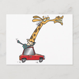 lustige alberne Giraffe im Pendlerwagen Postkarte