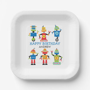 Lustige alberne Roboter Geburtstag Papierplatte ge Pappteller