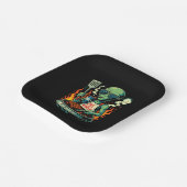 Lustige Alien-BBQ-Illustration Retro-Sci-Fi-Grilla Pappteller (Gewinkelt)