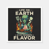Lustige Alien-BBQ-Illustration Retro-Sci-Fi-Grilla Serviette (Vorderseite)