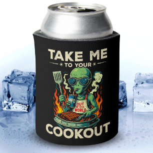 Lustige Alien BBQ Kochparty Retro UFO Weltraum Gri Dosenkühler